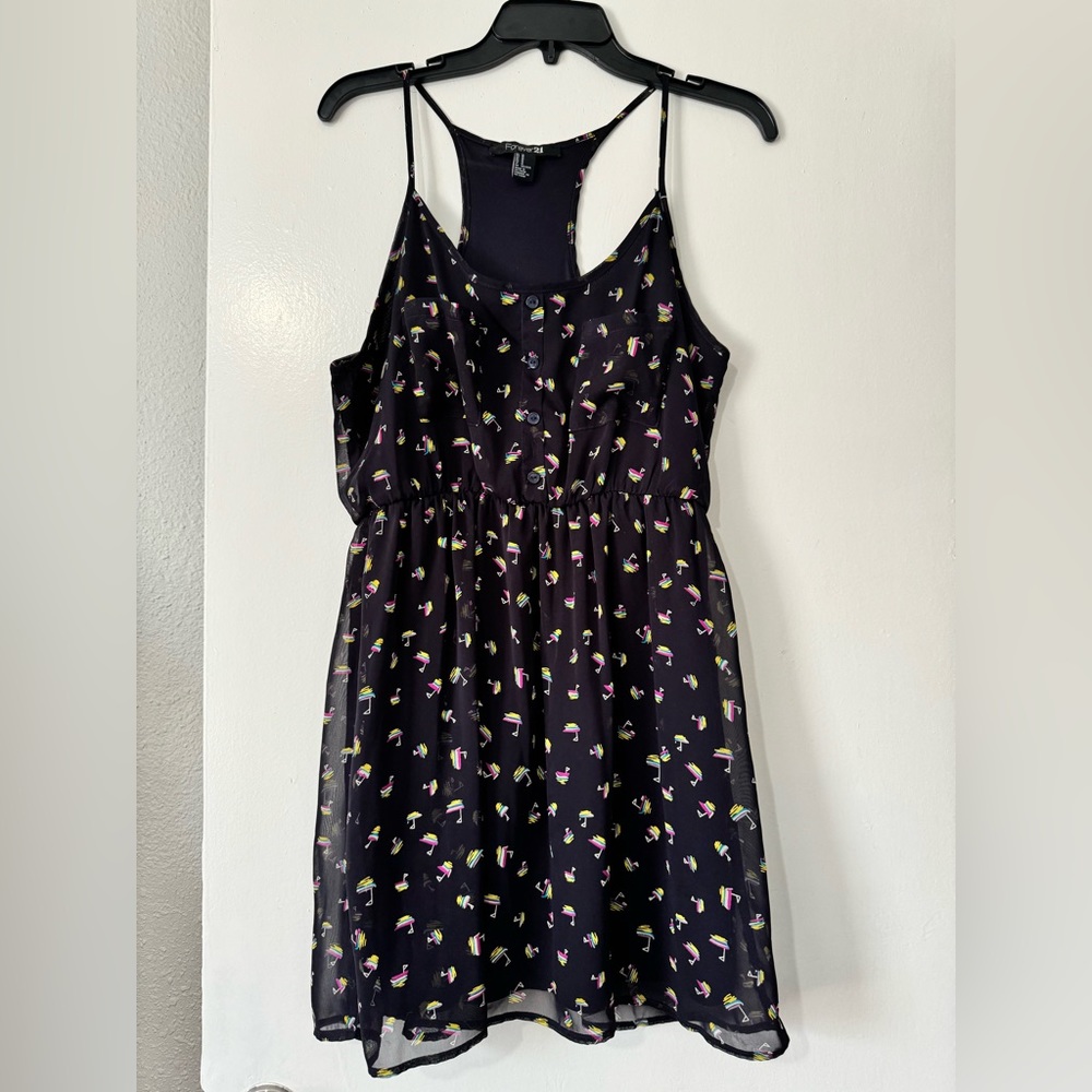 Forever 21 Racerback Sailboat Dress w/ Tiny Pockets (M) Navy Blue